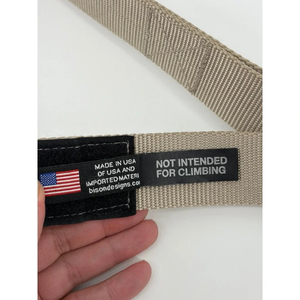 Bison Tactical Utility Belt Metal D Ring Double Layer Nylon Tan 1.5